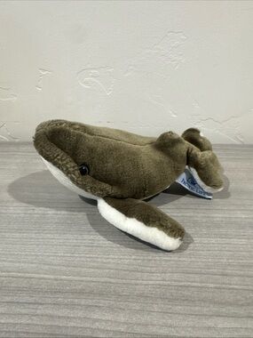 Pacific Life Mascot HUMPBACK WHALE Beanbag Gray Plush Stuffed Ribbed Belly 7"